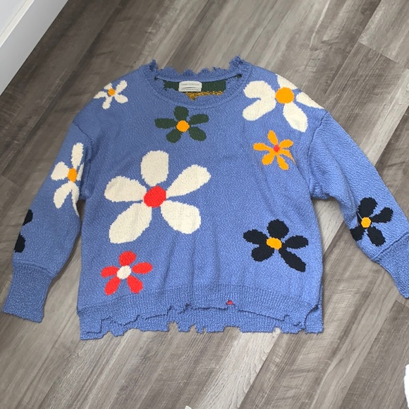 Urban Outfitters Sweaters - Urban Outfitters Blue Flower Sweater